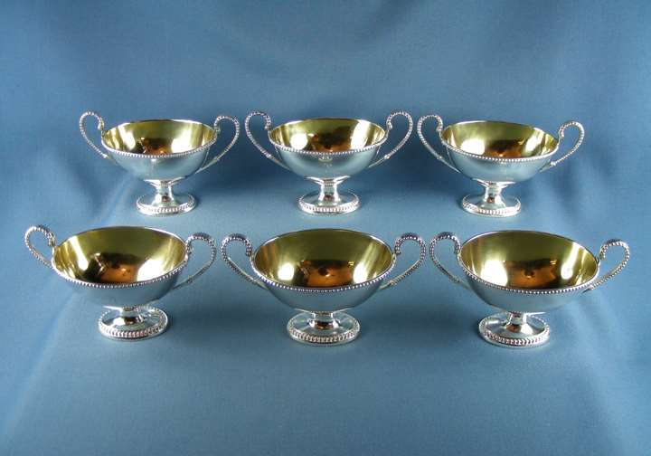 Set of six George III oval silver salts by Robert Hennell I